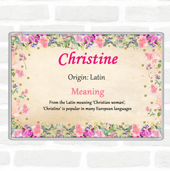 Christine Name Meaning Jumbo Fridge Magnet Floral