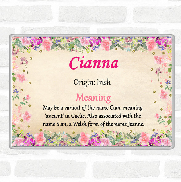 Cianna Name Meaning Jumbo Fridge Magnet Floral