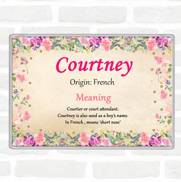 Courtney Name Meaning Jumbo Fridge Magnet Floral