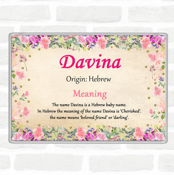 Davina Name Meaning Jumbo Fridge Magnet Floral