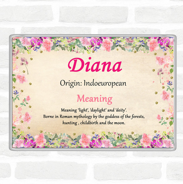 Diana Name Meaning Jumbo Fridge Magnet Floral