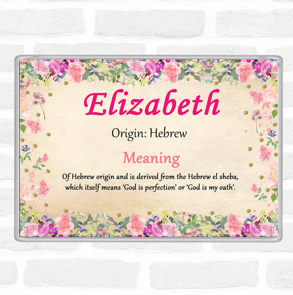 Elizabeth Name Meaning Jumbo Fridge Magnet Floral