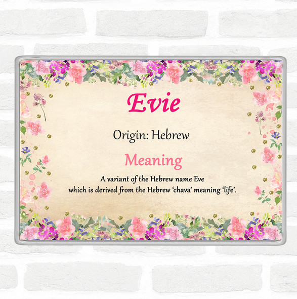 Evie Name Meaning Jumbo Fridge Magnet Floral