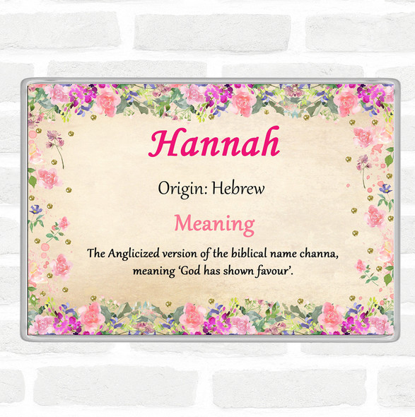 Hannah Name Meaning Jumbo Fridge Magnet Floral