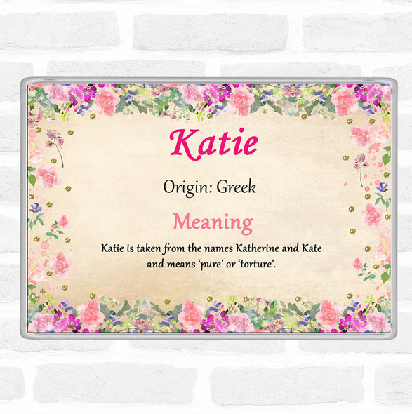 Katie Name Meaning Jumbo Fridge Magnet Floral