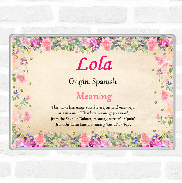 Lola Name Meaning Jumbo Fridge Magnet Floral