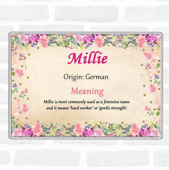 Millie Name Meaning Jumbo Fridge Magnet Floral