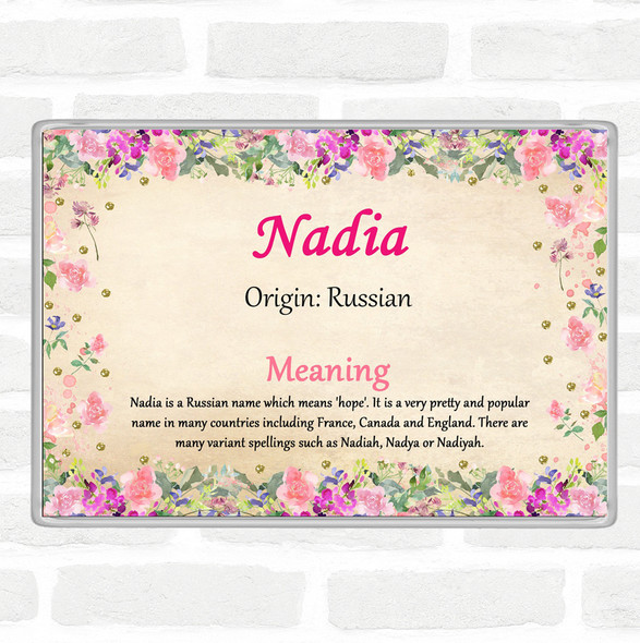 Nadia Name Meaning Jumbo Fridge Magnet Floral