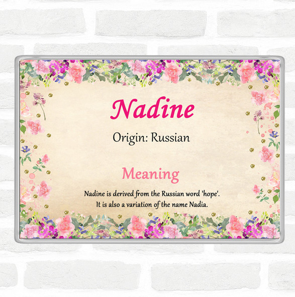 Nadine Name Meaning Jumbo Fridge Magnet Floral