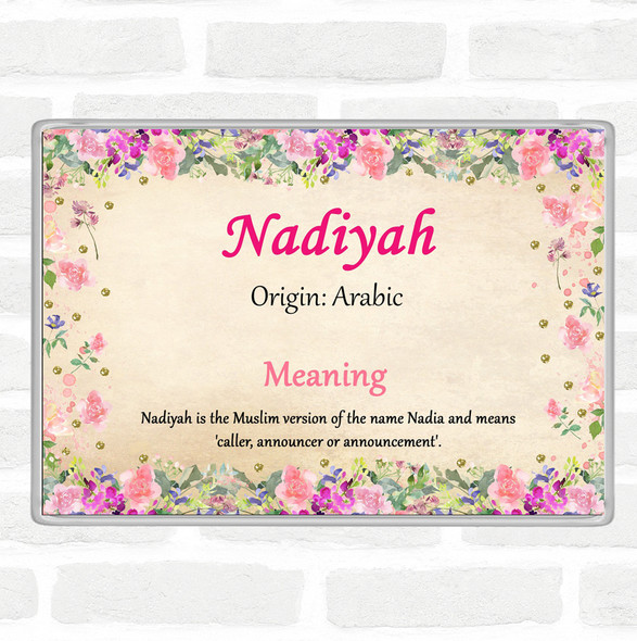 Nadiya Name Meaning Jumbo Fridge Magnet Floral