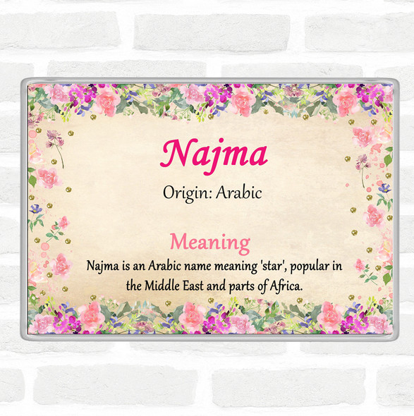 Najma Name Meaning Jumbo Fridge Magnet Floral