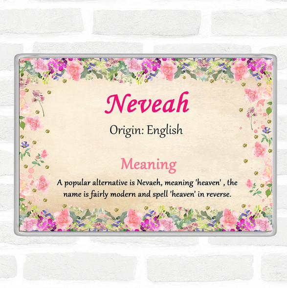 Neveah Name Meaning Jumbo Fridge Magnet Floral