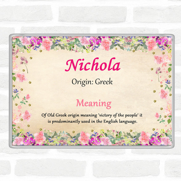 Nichola Name Meaning Jumbo Fridge Magnet Floral