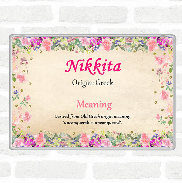 Nikkita Name Meaning Jumbo Fridge Magnet Floral