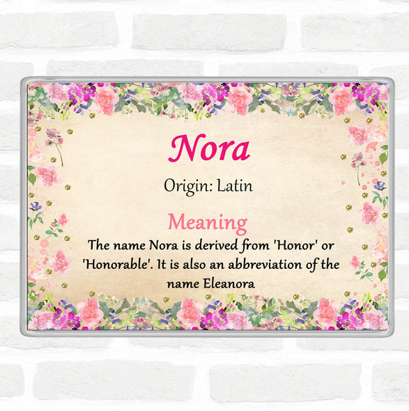 Nora Name Meaning Jumbo Fridge Magnet Floral