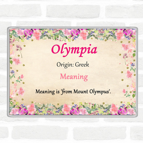 Olympia Name Meaning Jumbo Fridge Magnet Floral