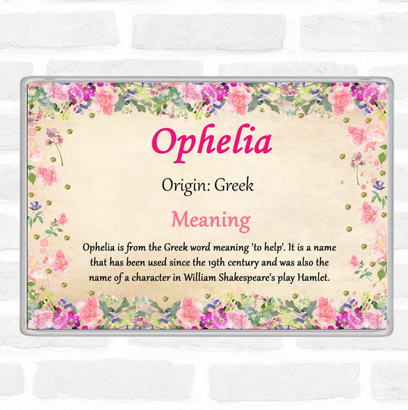 Ophelia Name Meaning Jumbo Fridge Magnet Floral