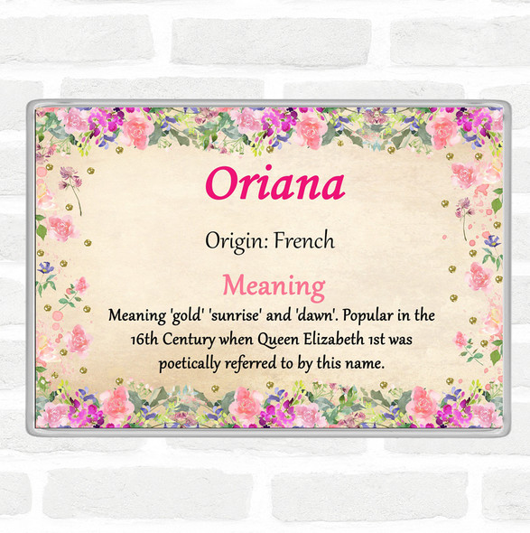 Oriana Name Meaning Jumbo Fridge Magnet Floral