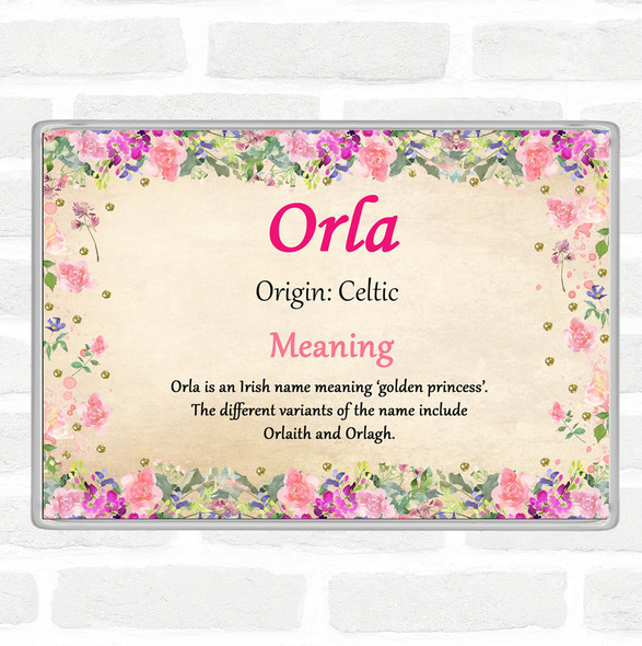 Orla Name Meaning Jumbo Fridge Magnet Floral