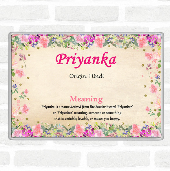 Priyanka Name Meaning Jumbo Fridge Magnet Floral
