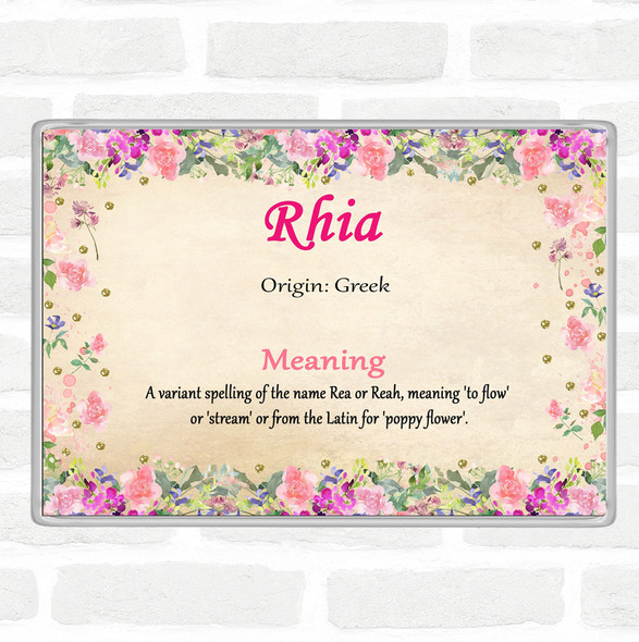 Rhia Name Meaning Jumbo Fridge Magnet Floral