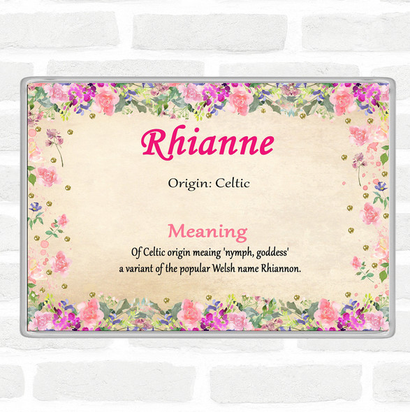 Rhianne Name Meaning Jumbo Fridge Magnet Floral