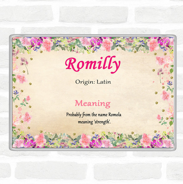 Romilly Name Meaning Jumbo Fridge Magnet Floral
