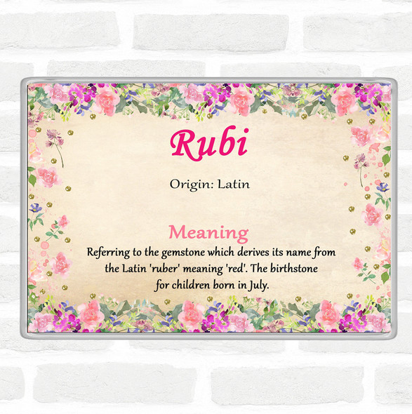 Rubi Name Meaning Jumbo Fridge Magnet Floral