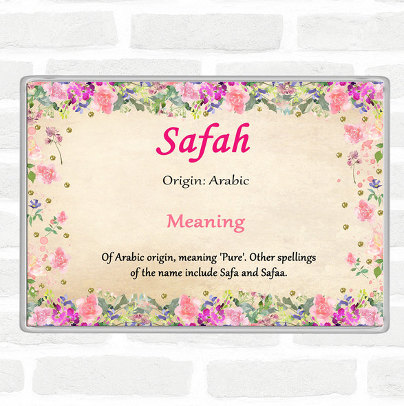Safah Name Meaning Jumbo Fridge Magnet Floral