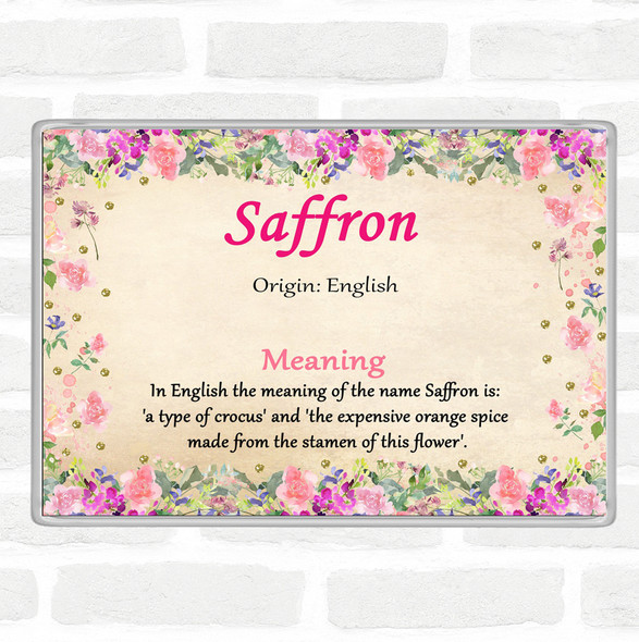 Saffron Name Meaning Jumbo Fridge Magnet Floral