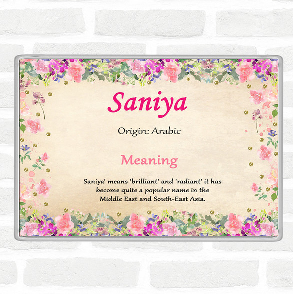Saniya Name Meaning Jumbo Fridge Magnet Floral