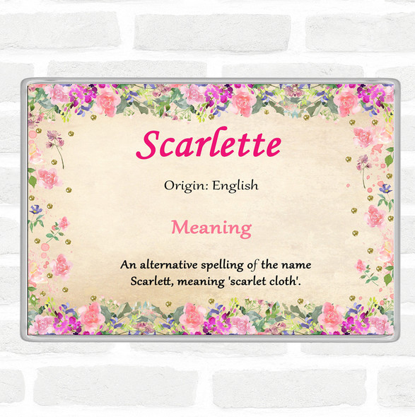 Scarlette Name Meaning Jumbo Fridge Magnet Floral