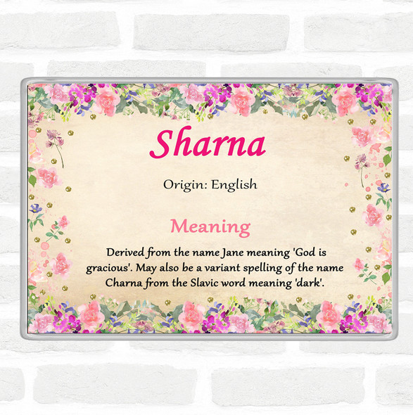 Sharna Name Meaning Jumbo Fridge Magnet Floral