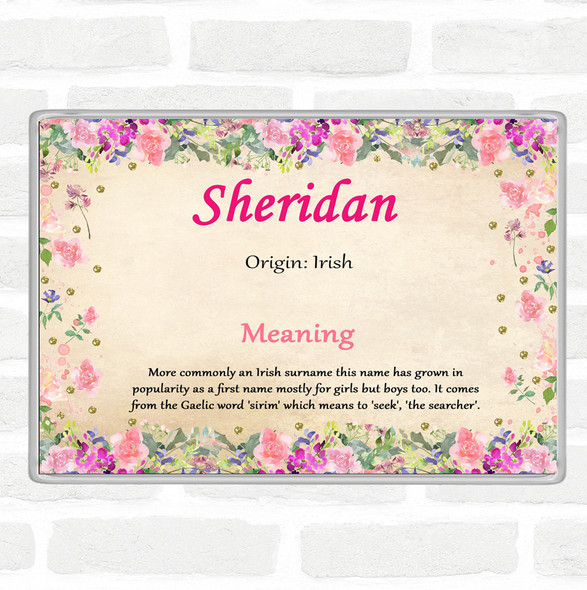 Sheridan Name Meaning Jumbo Fridge Magnet Floral
