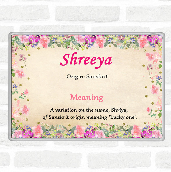 Shreeya Name Meaning Jumbo Fridge Magnet Floral