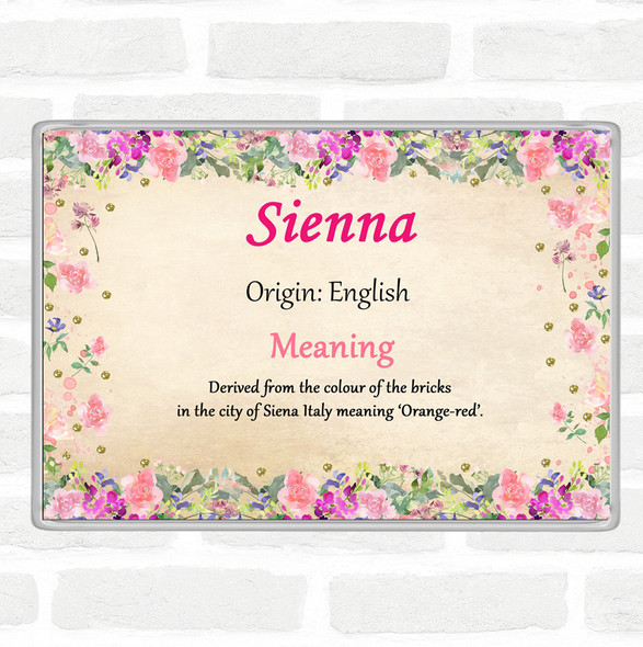 Sienna Name Meaning Jumbo Fridge Magnet Floral