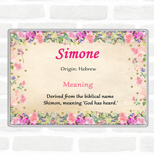 Simone Name Meaning Jumbo Fridge Magnet Floral