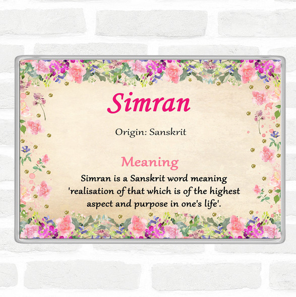Simran Name Meaning Jumbo Fridge Magnet Floral