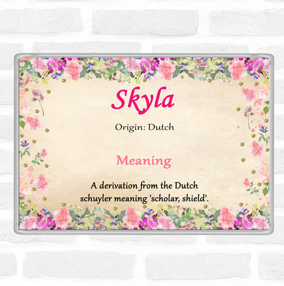 Skyla Name Meaning Jumbo Fridge Magnet Floral