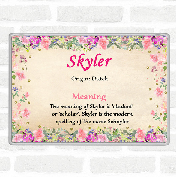 Skyler Name Meaning Jumbo Fridge Magnet Floral