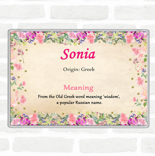 Sonia Name Meaning Jumbo Fridge Magnet Floral