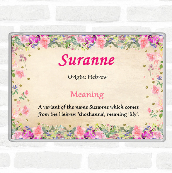 Suranne Name Meaning Jumbo Fridge Magnet Floral
