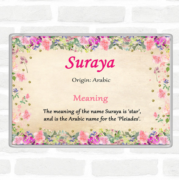 Suraya Name Meaning Jumbo Fridge Magnet Floral
