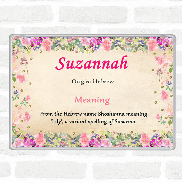 Suzannah Name Meaning Jumbo Fridge Magnet Floral