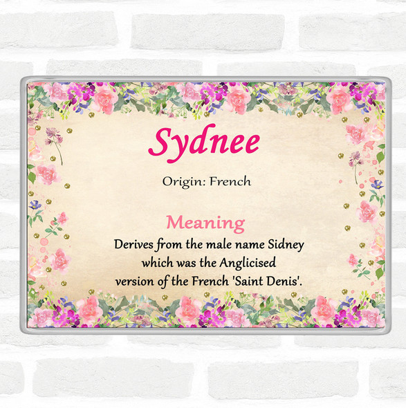 Sydnee Name Meaning Jumbo Fridge Magnet Floral