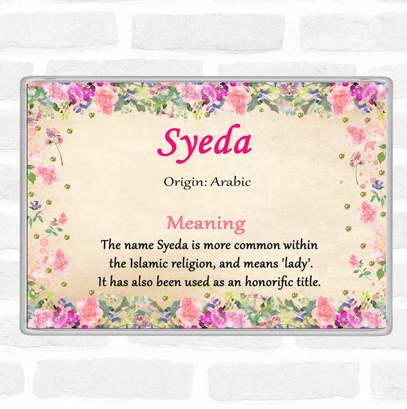 Syeda Name Meaning Jumbo Fridge Magnet Floral