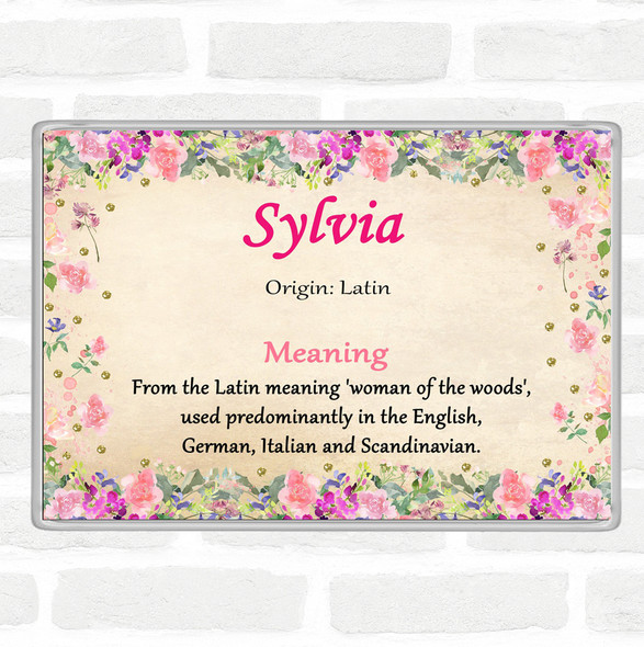 Sylvia Name Meaning Jumbo Fridge Magnet Floral
