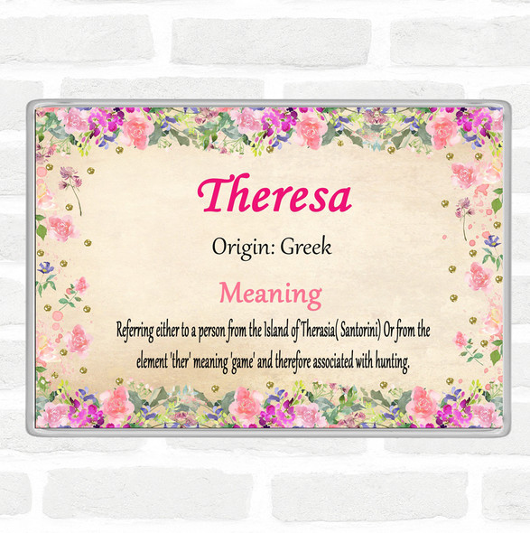 Theresa Name Meaning Jumbo Fridge Magnet Floral