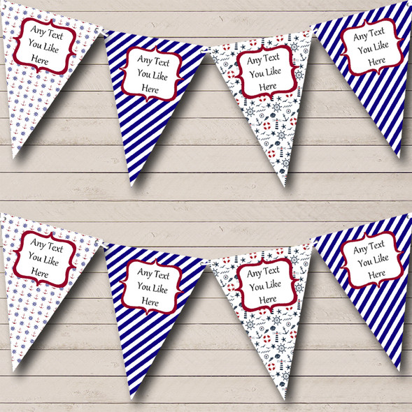 Red Blue & White Boat Nautical Sailing Beach Seaside Themed Personalised Bunting