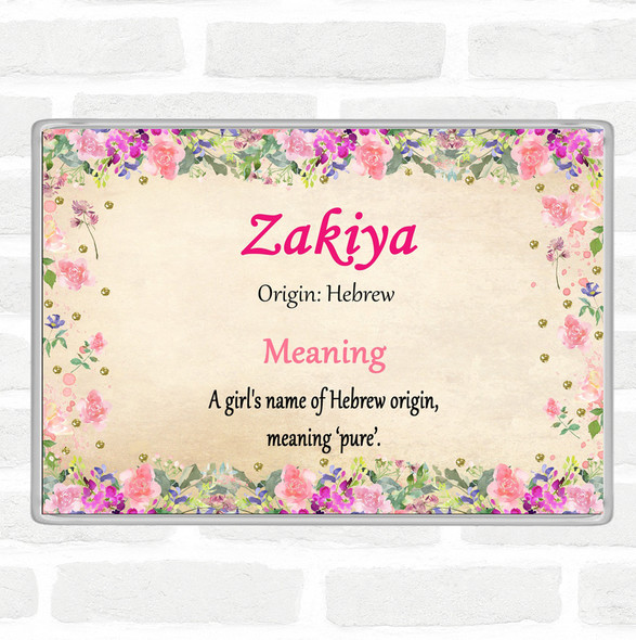 Zakiya Name Meaning Jumbo Fridge Magnet Floral